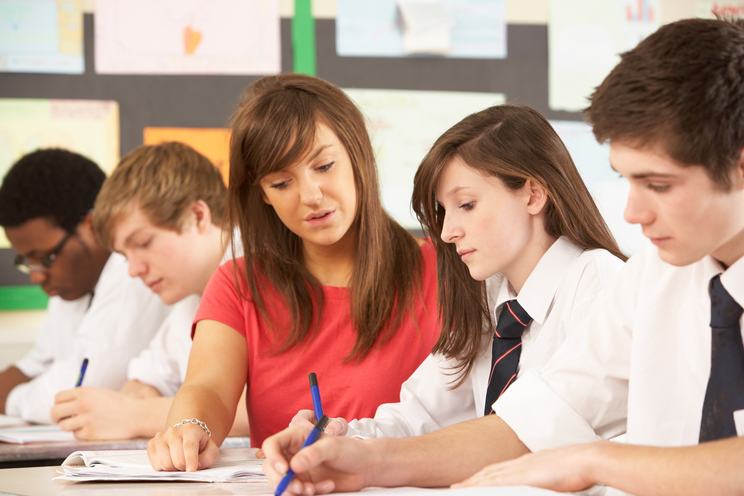 Senior school children with teacher
